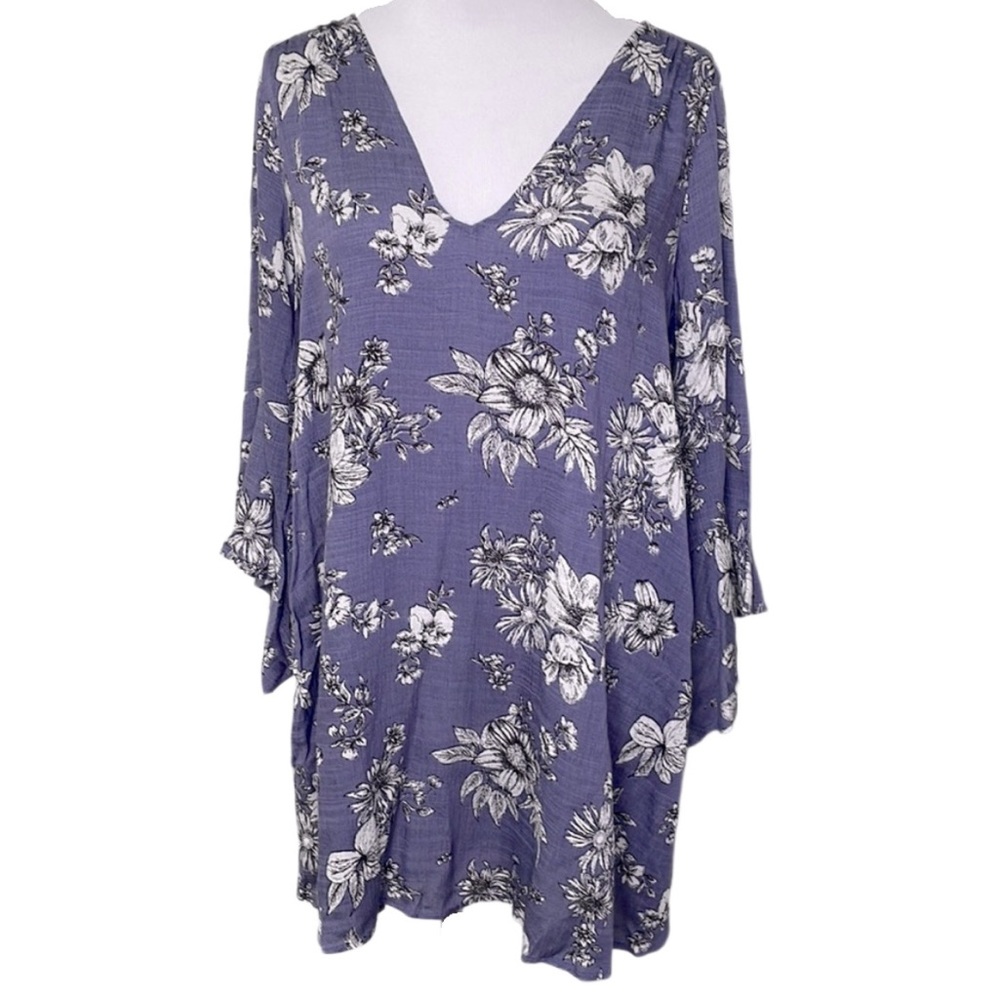 NWOT Lush Purple Floral Oversized Loose Fit Flowy Casual Dress